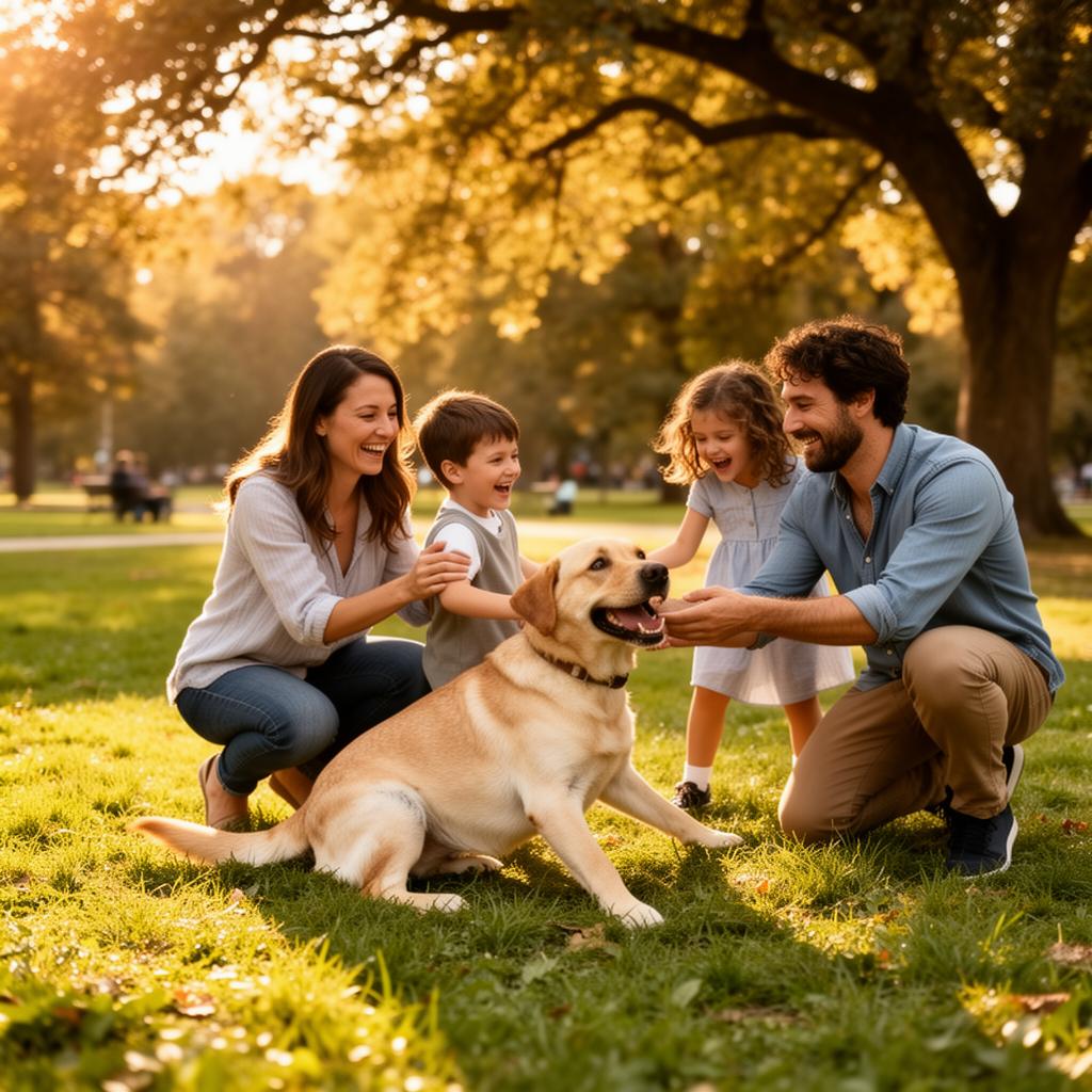 Family with labrador